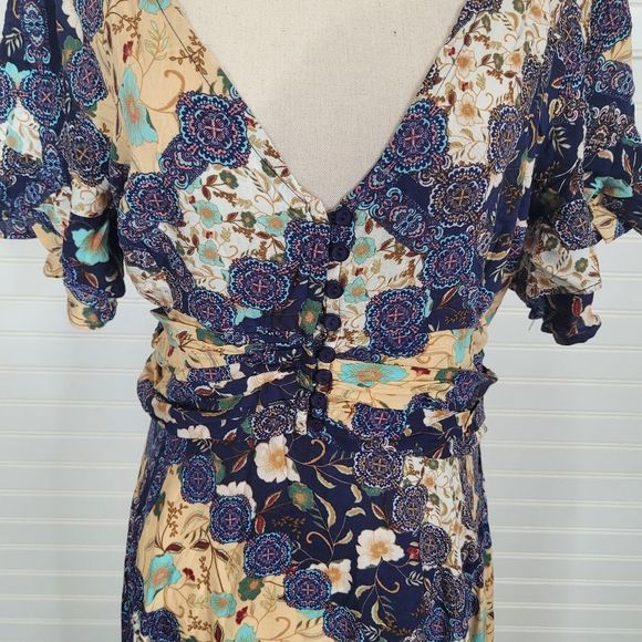 Abel The Label Anthropologie Ghandi Blue Floral Maxi Dress - Picture 6 of 9